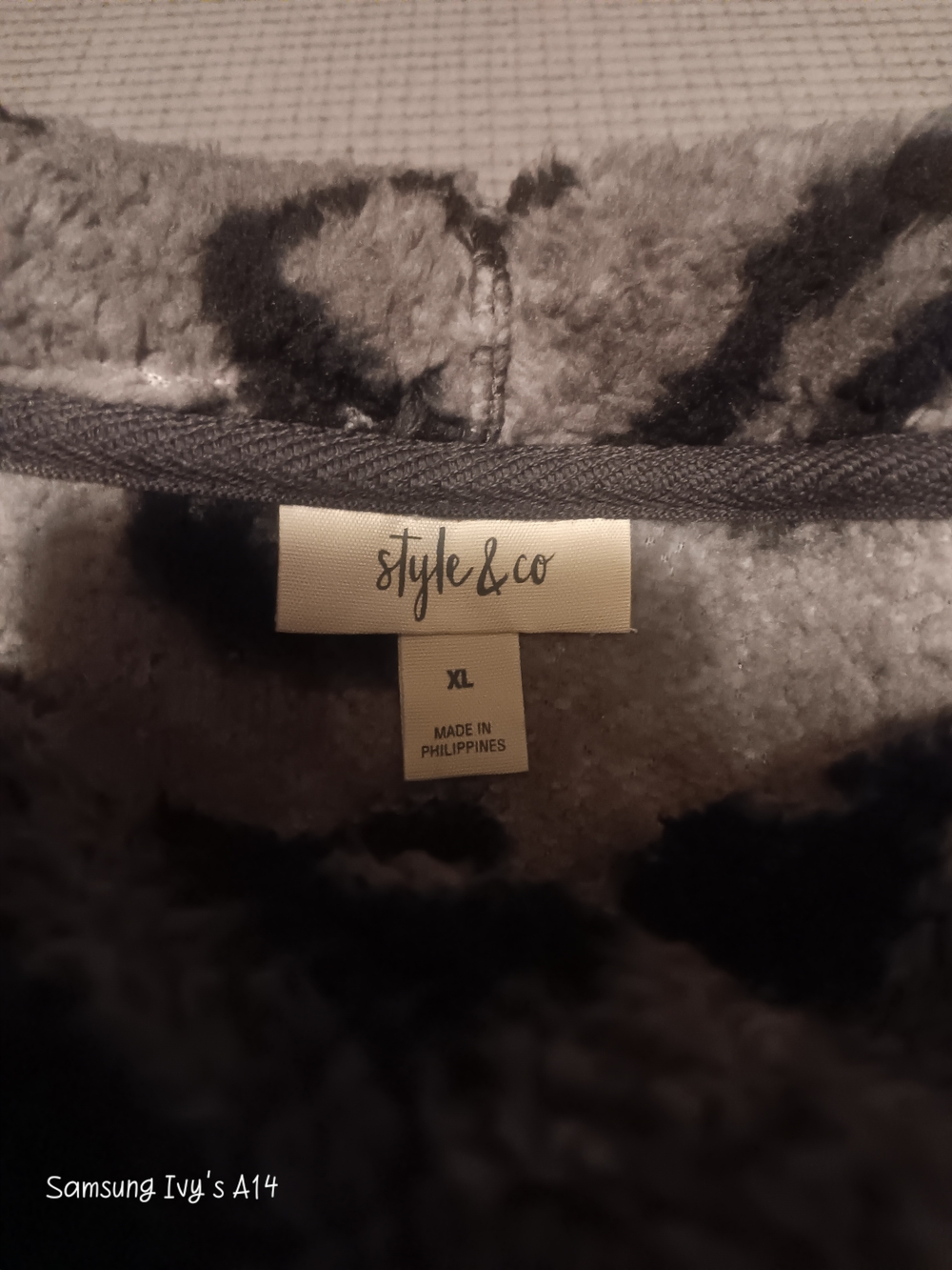 Style & Co. Gray and Black Leopard-Print Cowl Neck Sweater - Picture 3 of 4